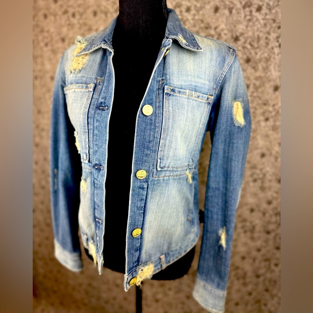 McGuire Denim Distressed Jean Jacket. Size Small